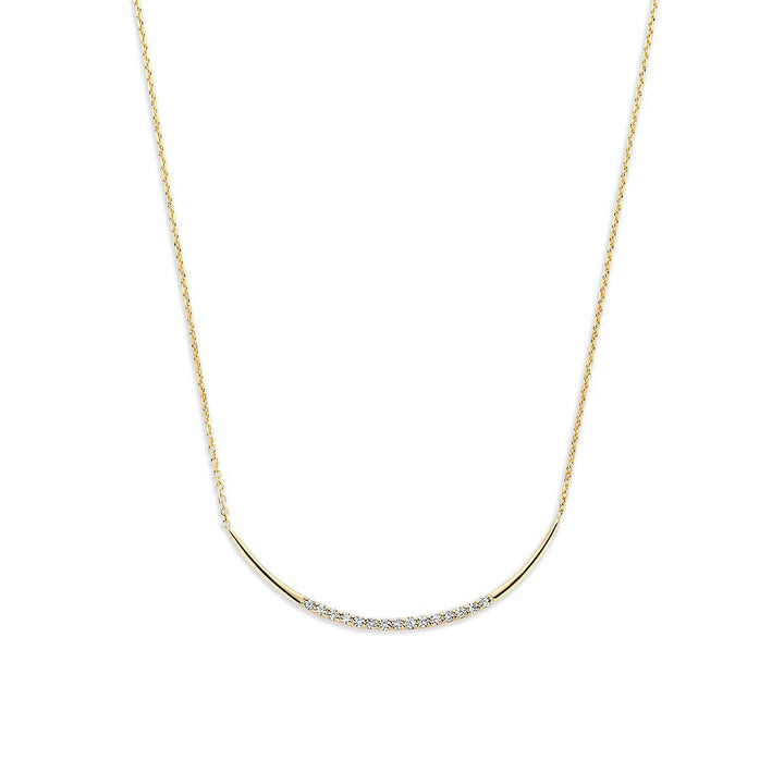 9k geelgouden collier met zirkonia