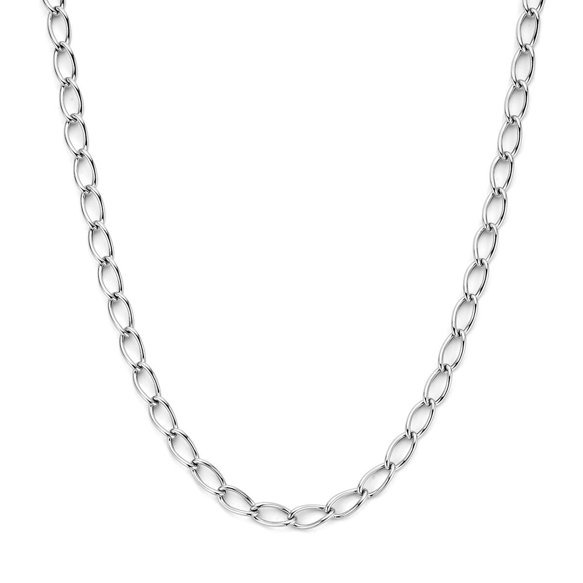 Gerhodineerd 925 zilveren ankercollier met een schakelpunt in een ovale vorm.