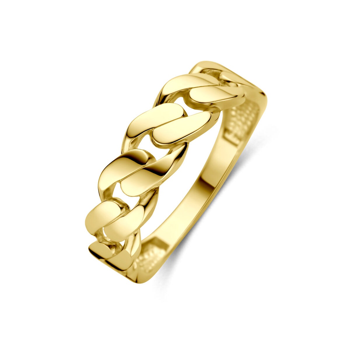 Anillo de oro de 14k para dama, con un diseño trenzado y 5.5 mm de ancho.
