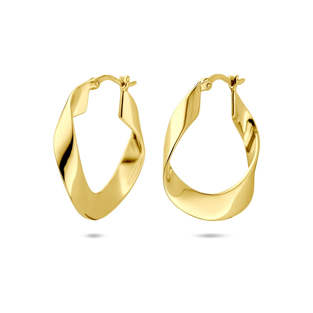 Pendientes de aro de plata 925 con baño en color dorado, de 25 mm, con diseño ondulado.