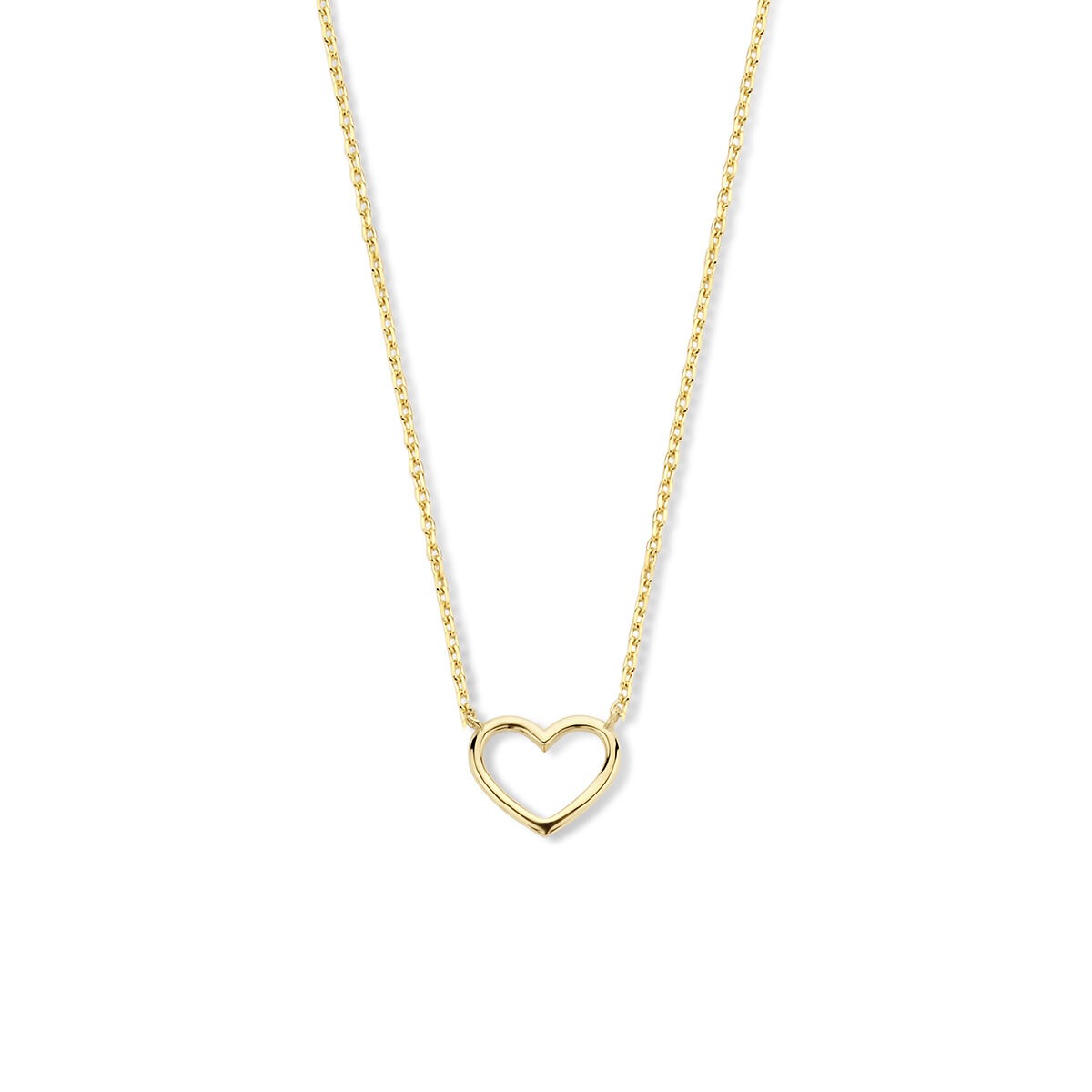Collar de oro amarillo de 9k con colgante en forma de corazón.