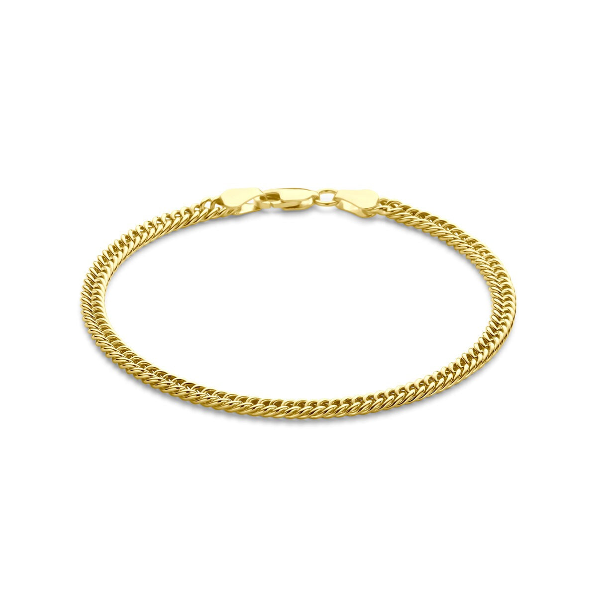 Pulsera gourmet de 14k oro amarillo con núcleo de plata, de 3.8 mm de grosor.
