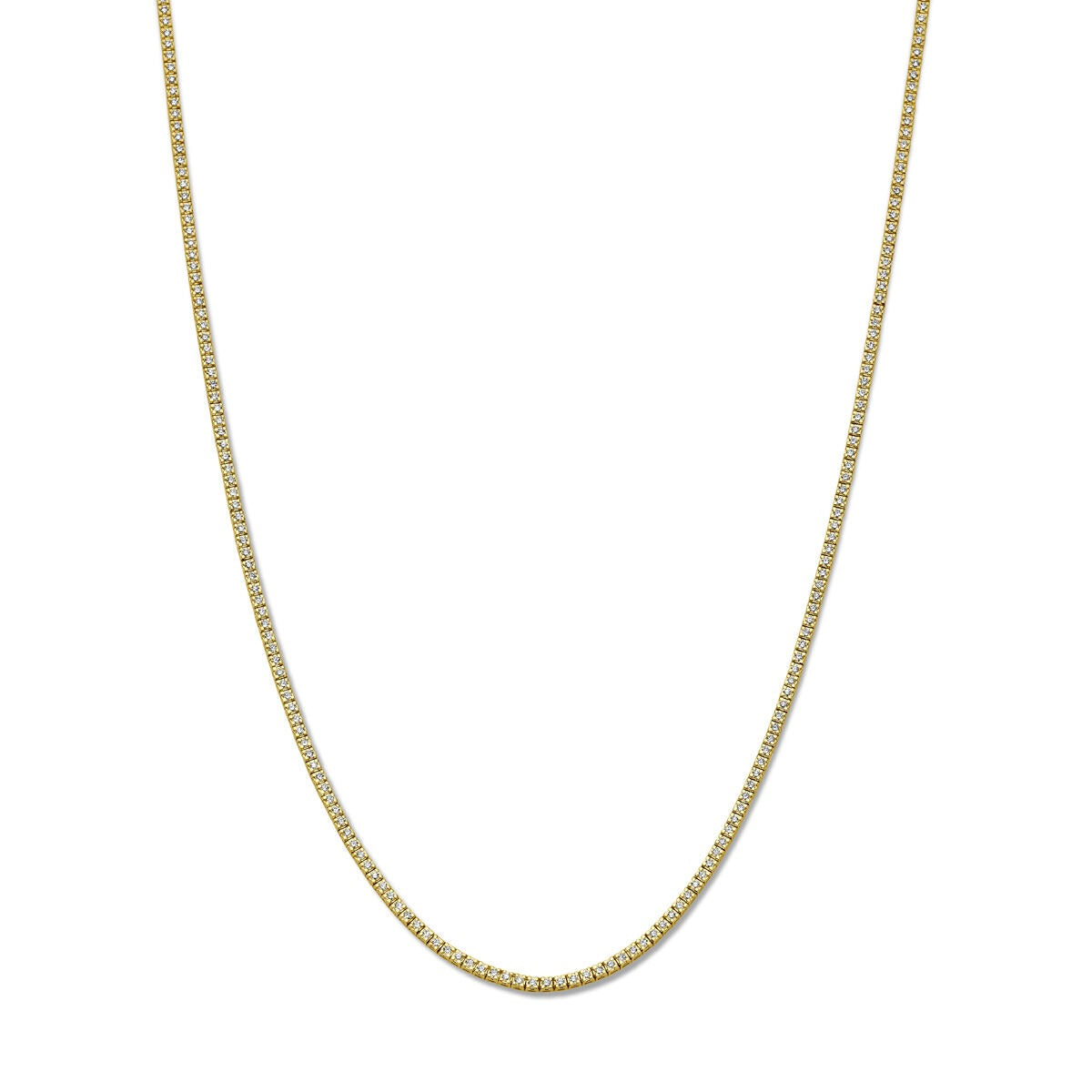 Collar de tenis en oro amarillo de 14k con diamantes cultivados en laboratorio de 3.00 ct.