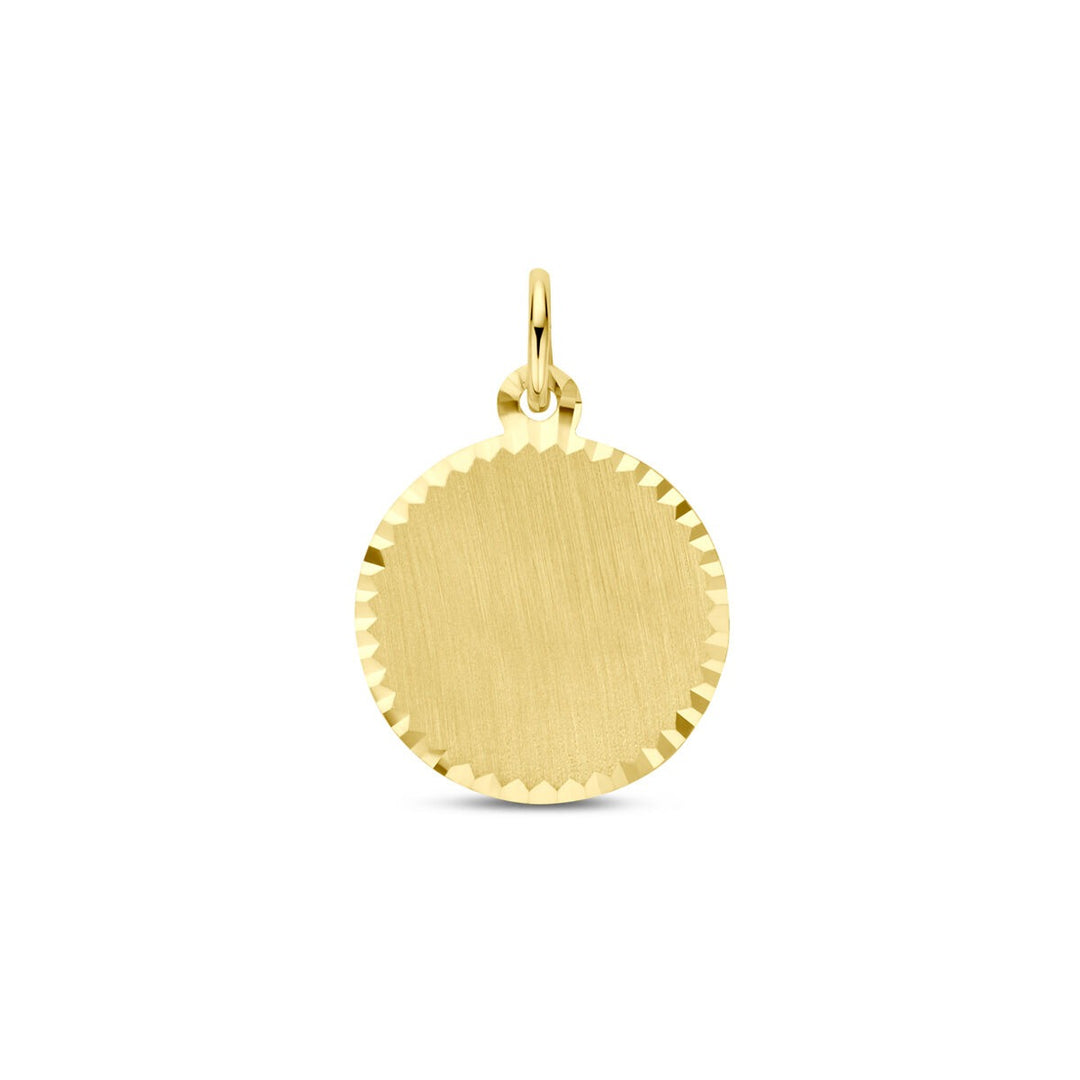 14k Geelgouden gediamanteerde graveerhanger dames
