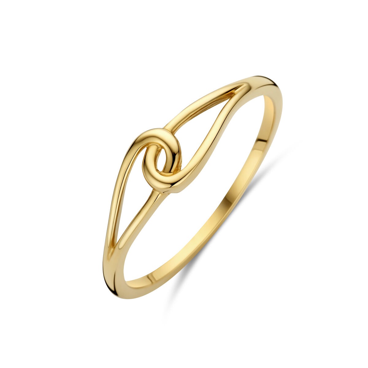 Anillo de oro amarillo de 9 quilates, de 5 mm de ancho, con diseño entrelazado.