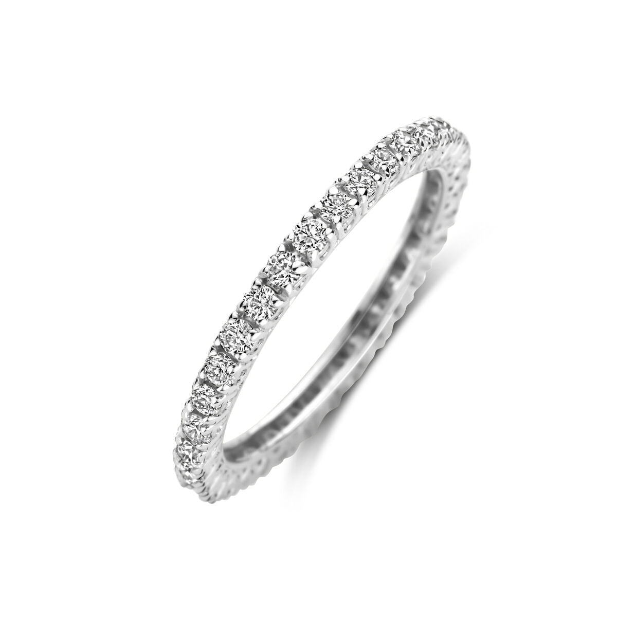 Anillo de alianza de oro blanco de 14k con diamantes de 0.70 ct.