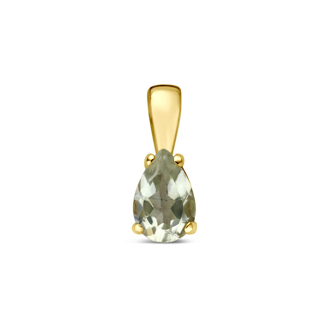 14k Geelgouden hanger met groene amethist