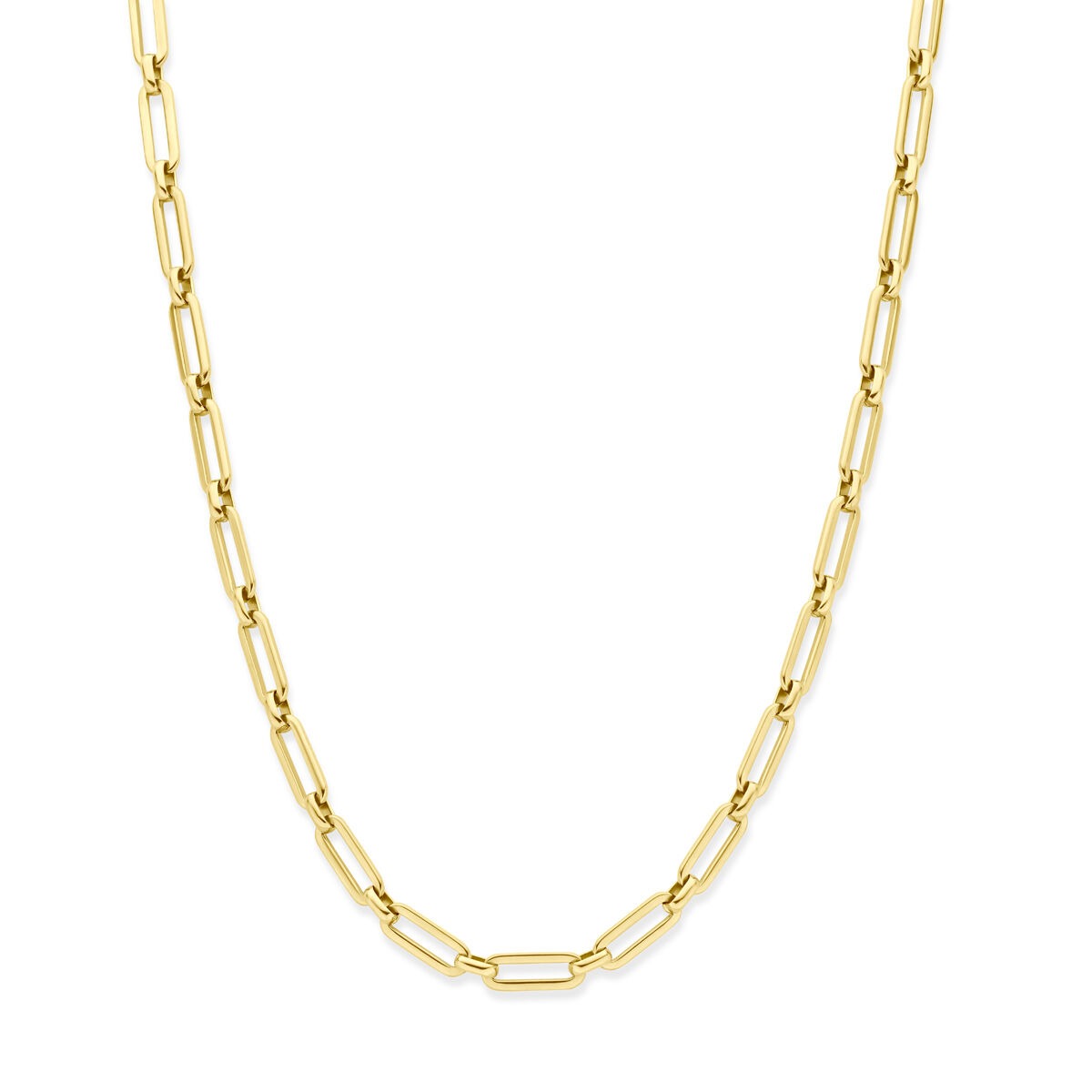 Collar de acero con baño de oro, con eslabones alargados, de 40 a 45 cm de longitud.