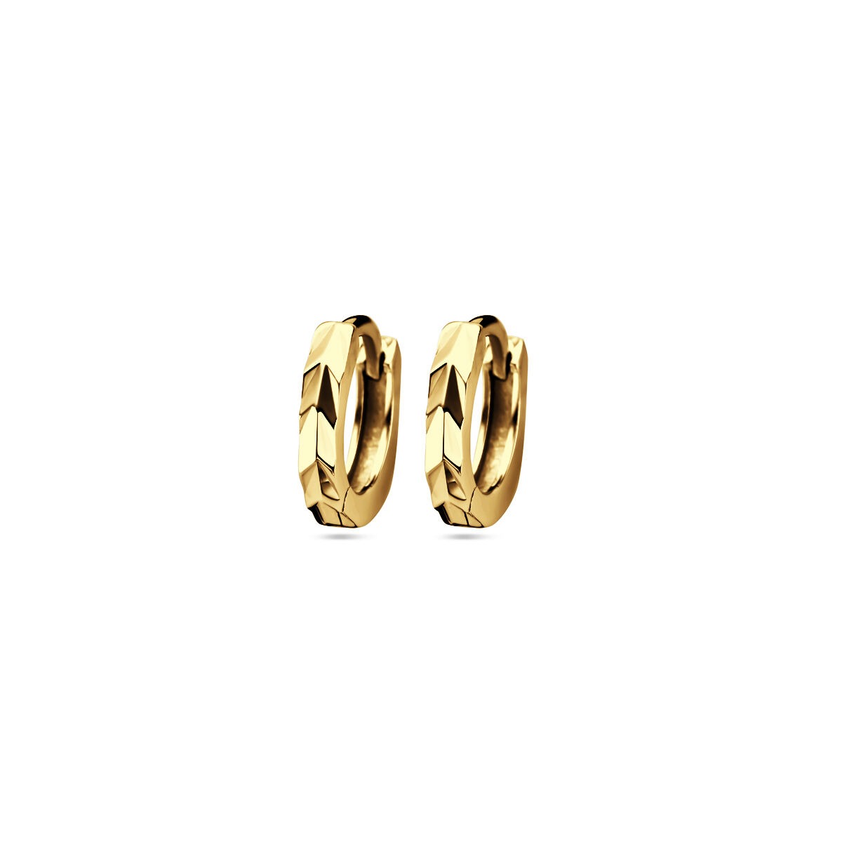 Pendientes de aro dorados de 12 mm con un diseño elegante y detalles en relieve.