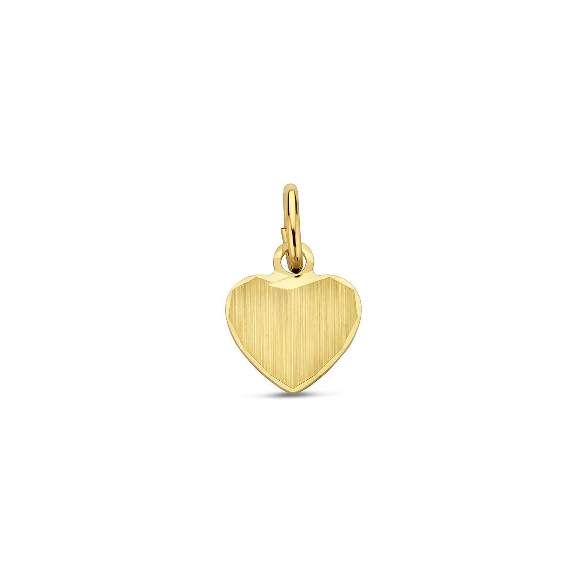 Colgante en forma de corazón de oro amarillo de 9 quilates con acabado cepillado.