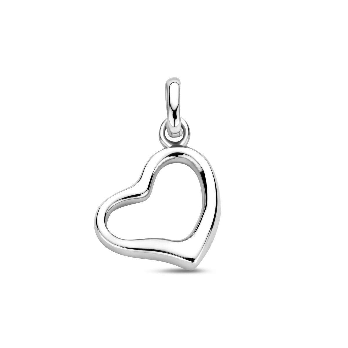 Colgante en forma de corazón, de plata 925 rodiada, con un tamaño de 17 mm.
