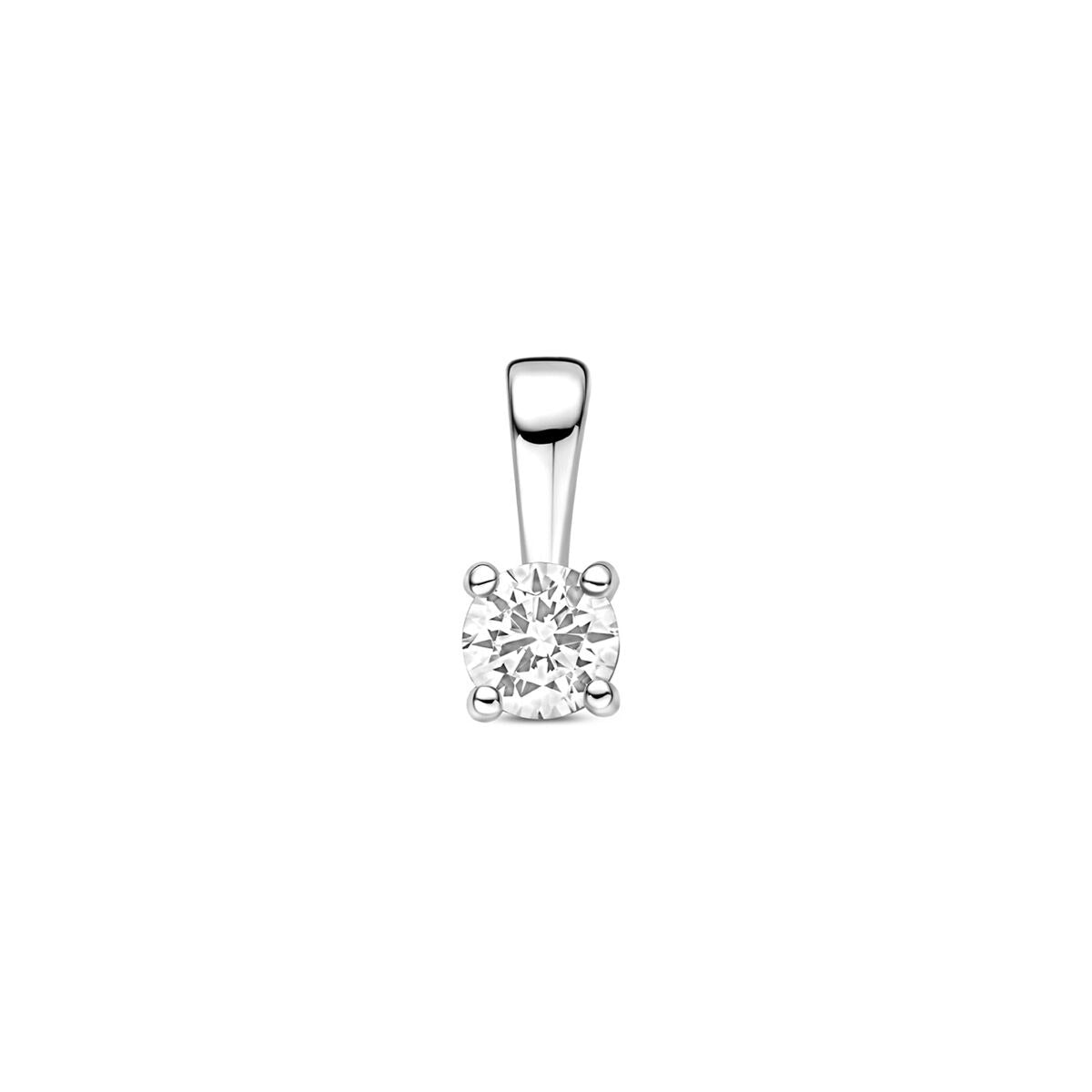 Colgante de plata con circonita, diseño cuadrado y acabado rodiado.