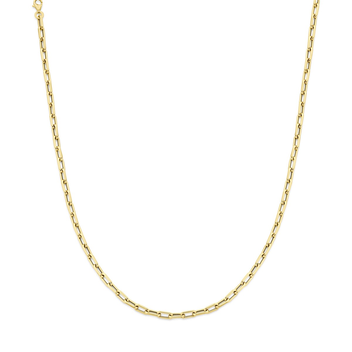 Cadena de ancla de oro amarillo de 14k con eslabones alargados.