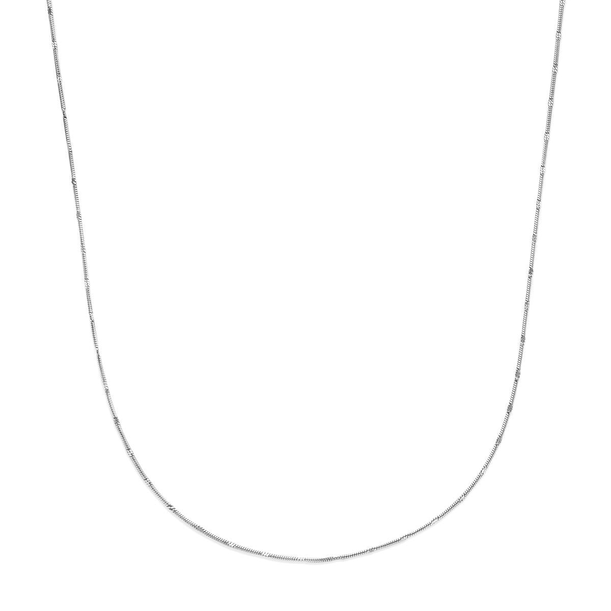 Collar de serpiente plateado, rhodium, de 1,5 mm de grosor y 41 + 4 cm de longitud.
