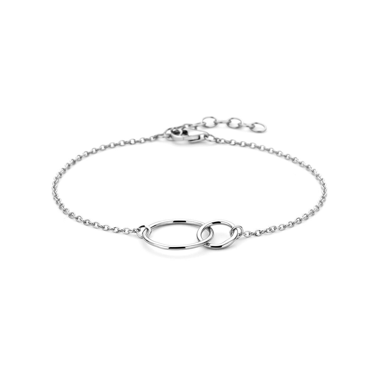 Pulsera de plata con círculos abiertos en plata 925 rodiada.