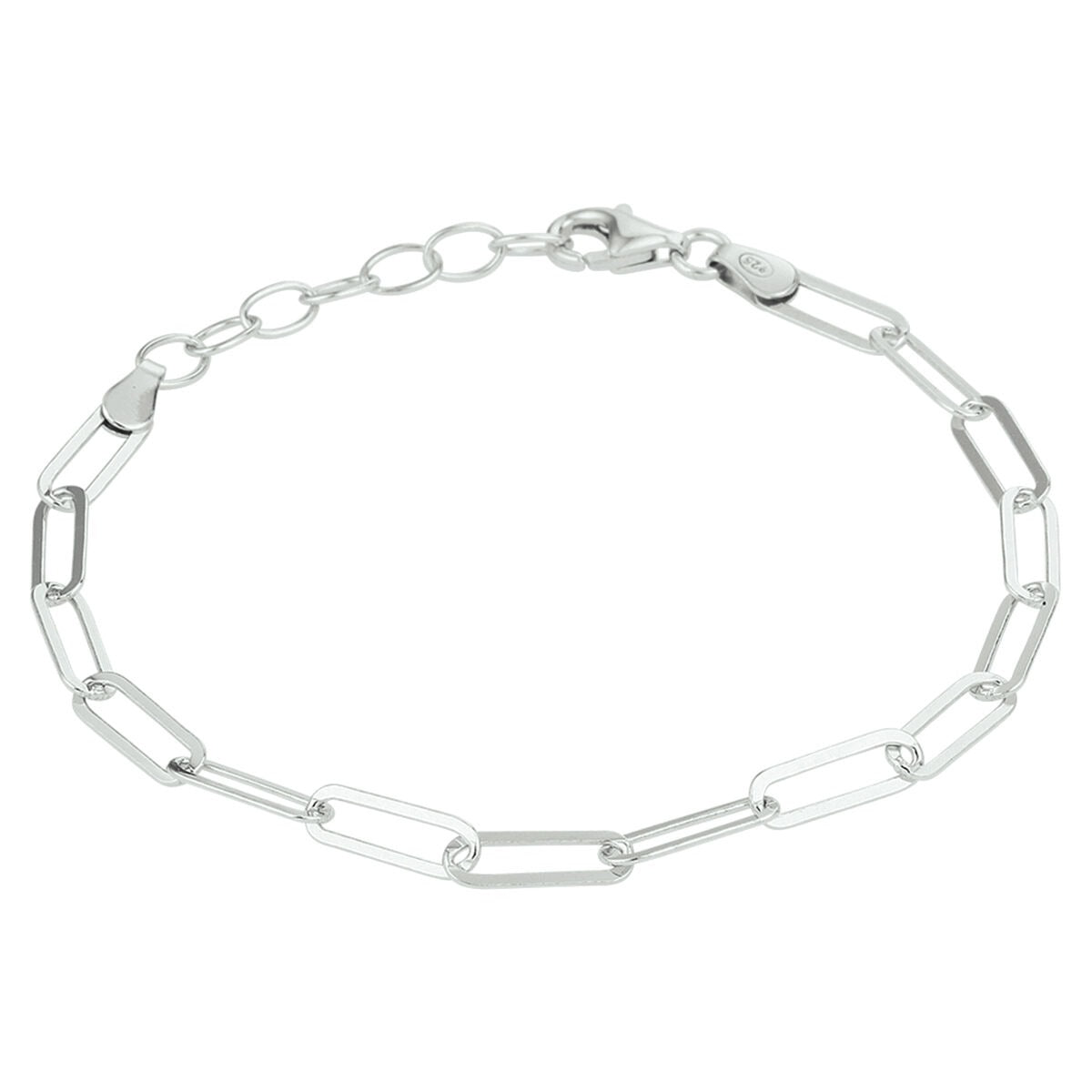 Pulsera de eslabones en plata rodiada 925 con un diseño de clip de papel.