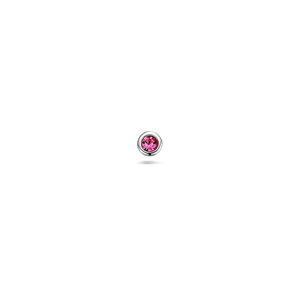 Piercing de plata rhodium con strass rosa en el centro, diseño de fondo plano.