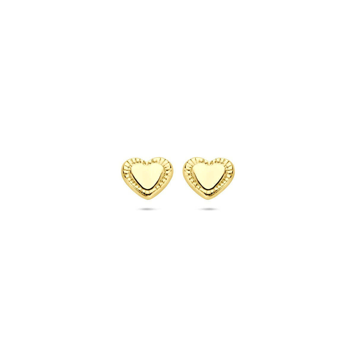 Pendientes de botón en forma de corazón de oro amarillo 5x5.5mm