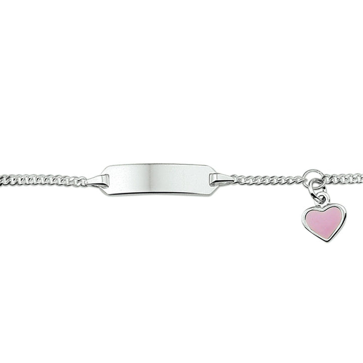 pulsera de grabado corazón placa de esmalte 5,0 mm plata rodiada