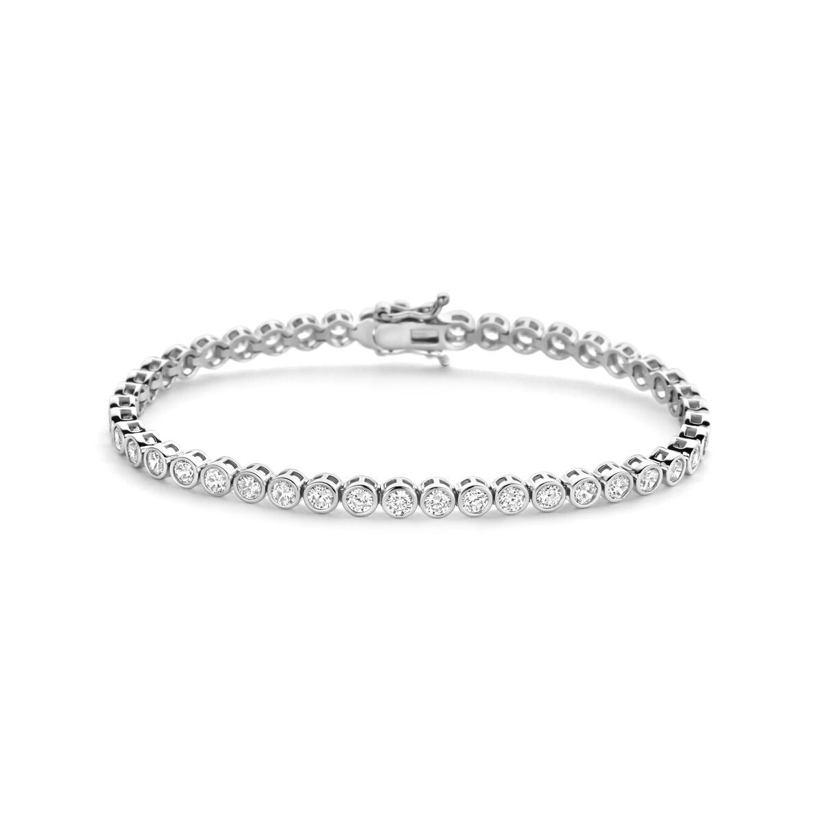 Pulsera de tenis de plata con circonitas, de plata 925 rodiada, 4 mm de ancho.