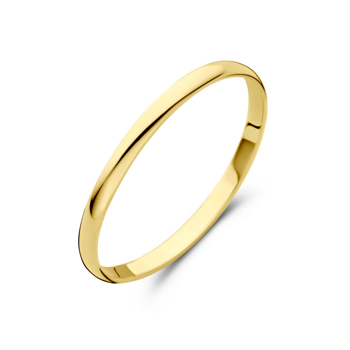 Anillo de dama en oro amarillo de 14k, con un grosor de 1,5 mm y acabado pulido.