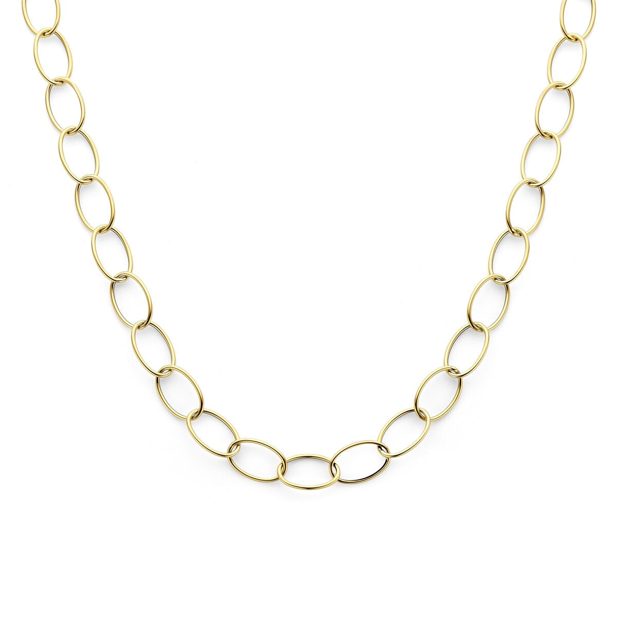 Collar de ancla de oro amarillo de 14 quilates con eslabones ovalados.
