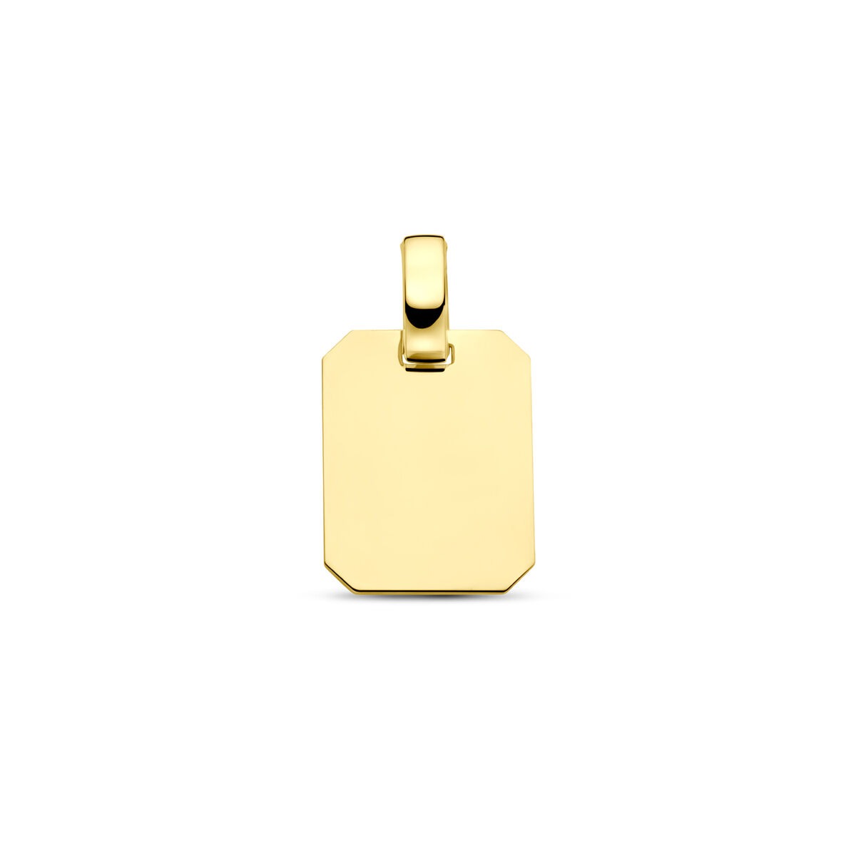 Colgante rectangular de oro amarillo de 9 quilates con acabado pulido.