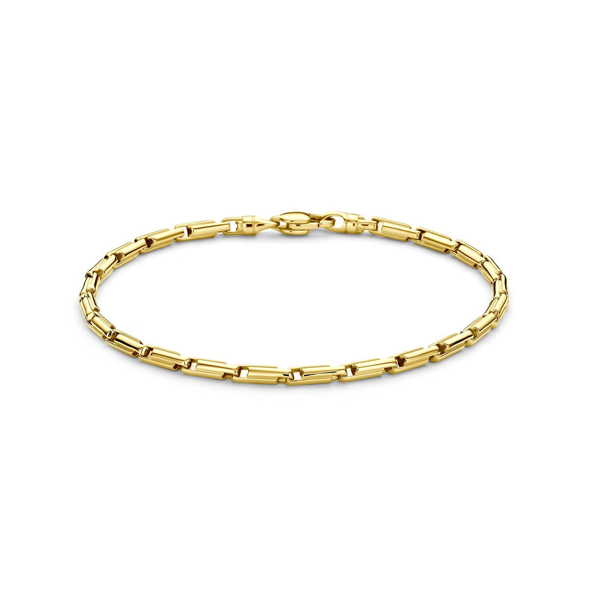 Pulsera de hombre en oro amarillo de 14k con eslabones refinados de 3 mm.