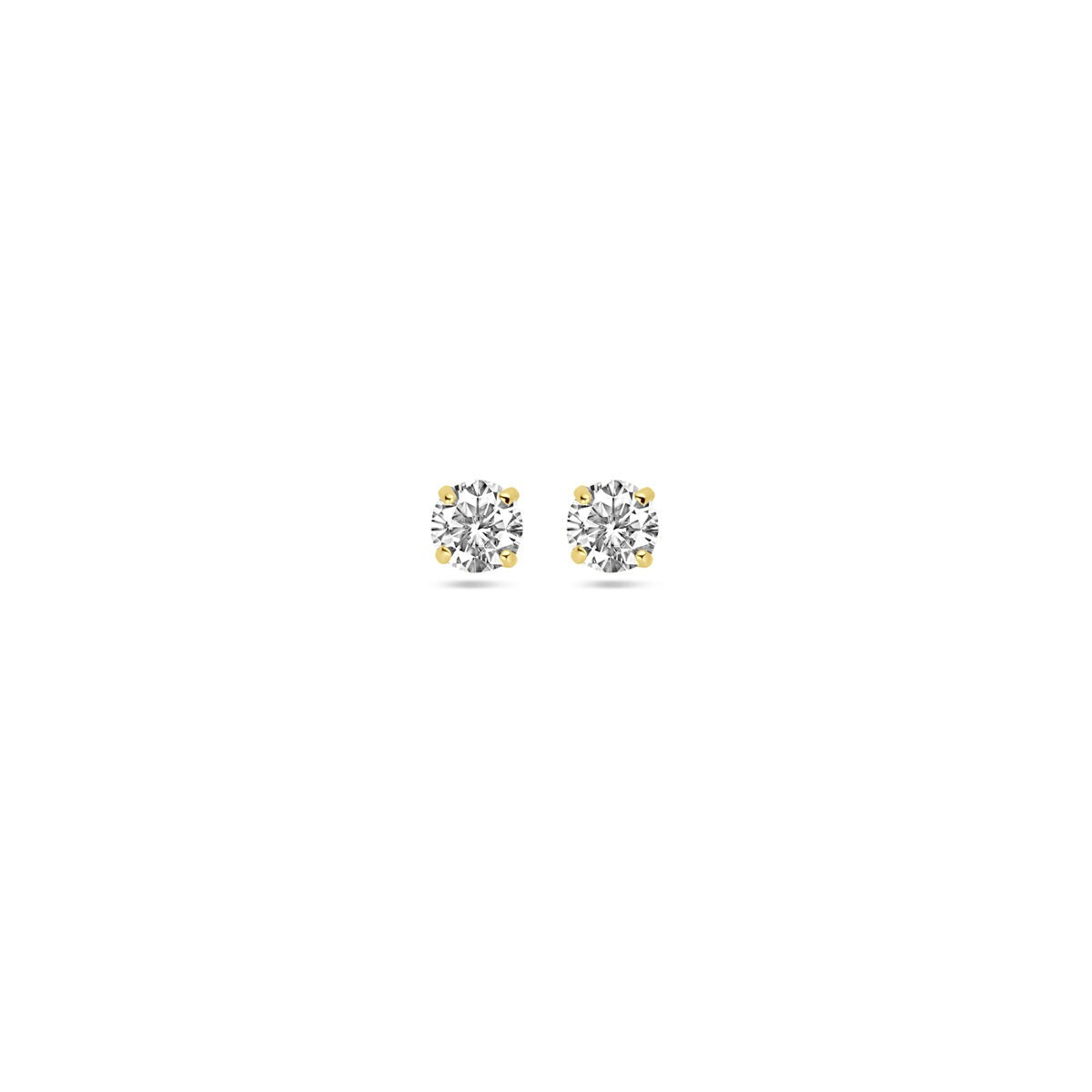 Pendientes de oro de 14k con circonitas en engaste solitario.