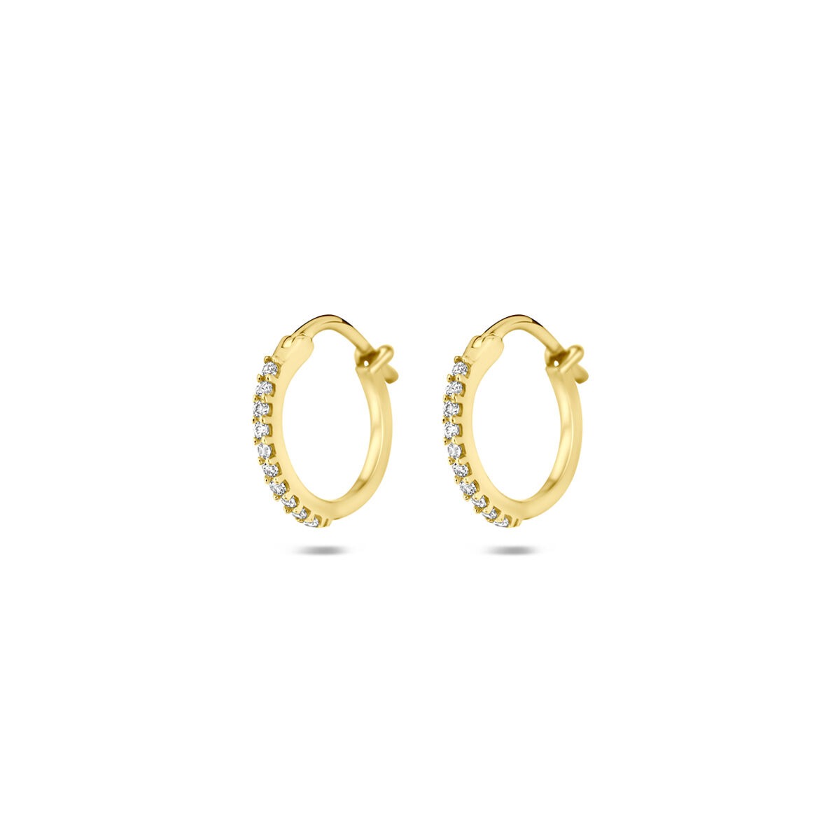 Aros de oro amarillo de 14k con circonitas