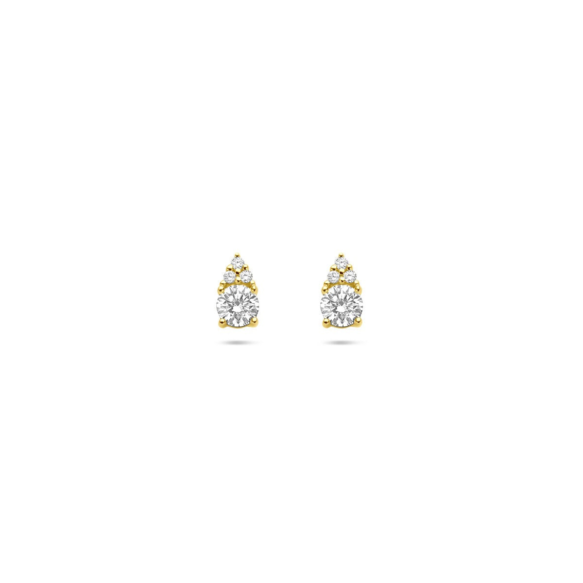 Pendientes de oro amarillo de 14k con diamantes brillantes de 0.28 ct en forma de gota.