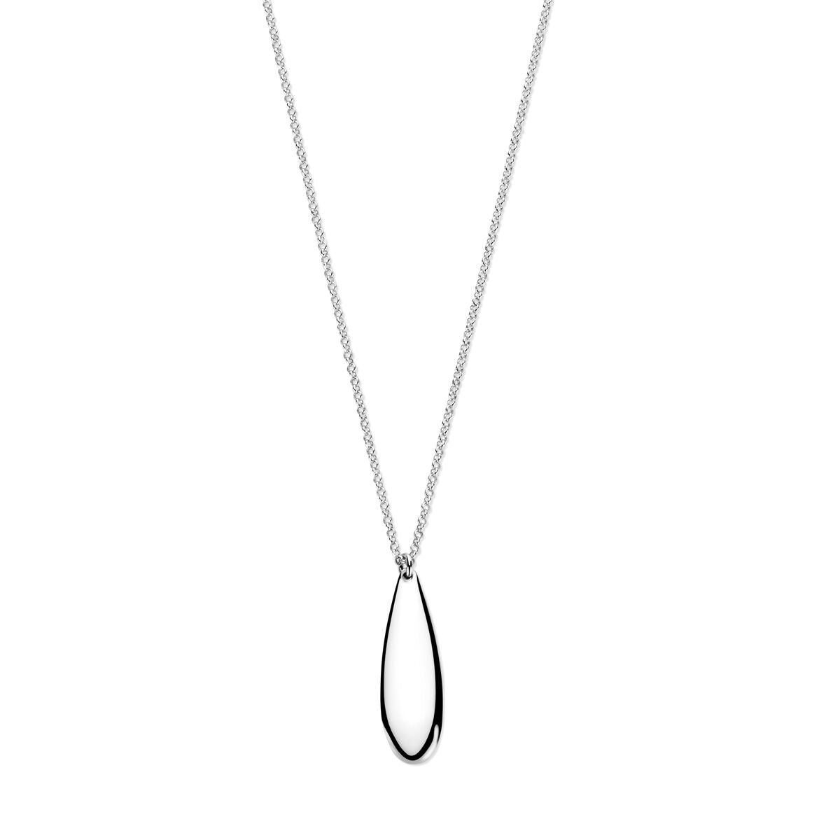 Cadena de plata para dama con colgante en forma de gota, acabado rodiado, 41 + 4 cm.