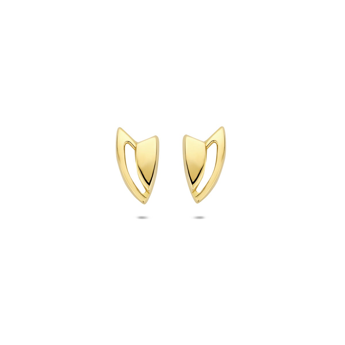Pendientes de oro amarillo de 9 quilates con diseño pulido en forma de hoja.