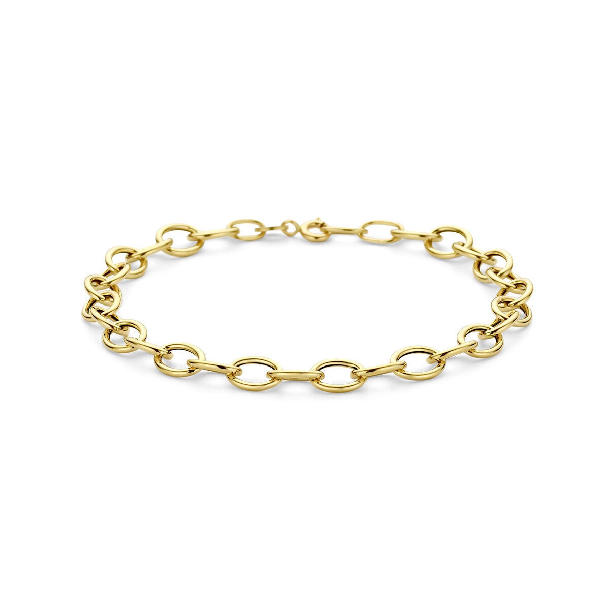 Pulsera de eslabones en oro amarillo de 14k con diseño de ancla.