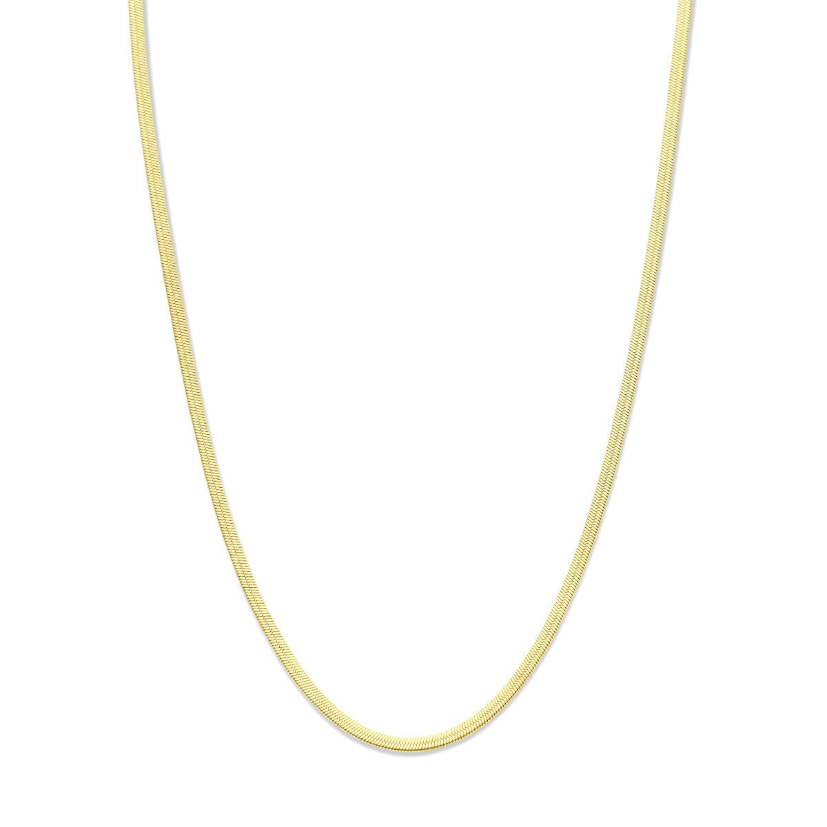 Collar omega de acero color dorado de 3 mm, con longitud ajustable de 40 a 45 cm.