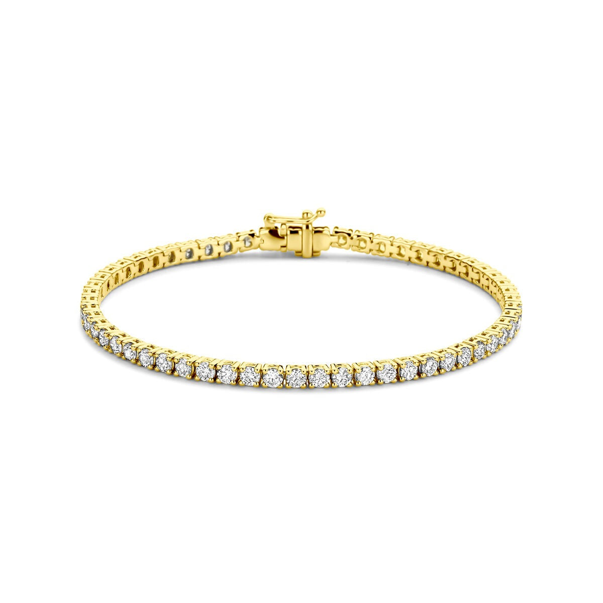 Pulsera de tenis de oro amarillo de 14k con diamantes cultivados en laboratorio de 4.00 ct.