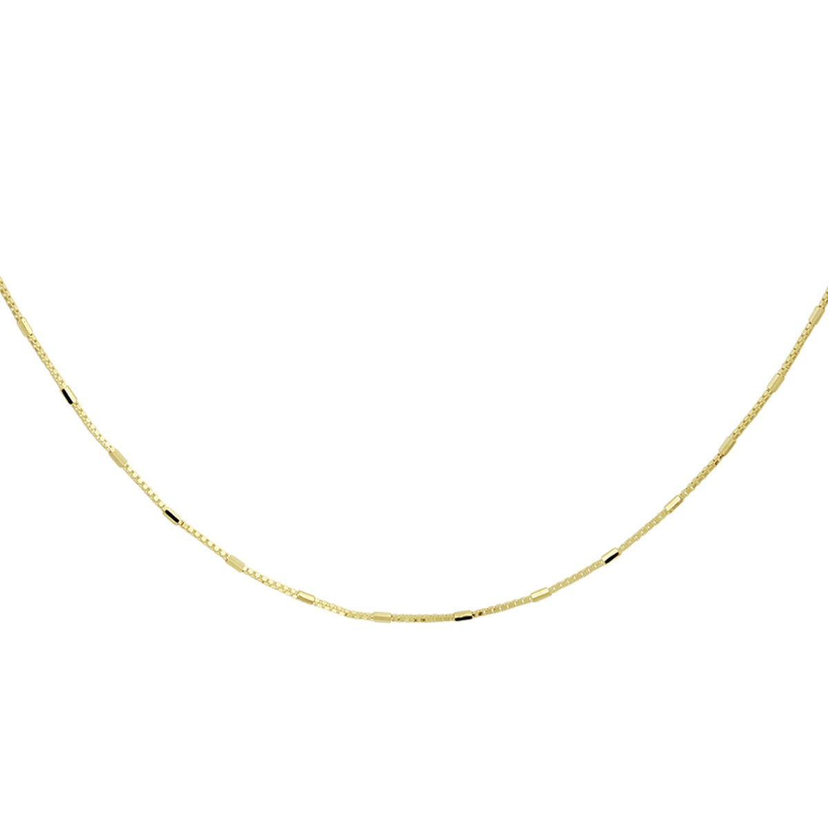 Collar veneciano dorado de 14k con barras delgadas y detalles en negro.