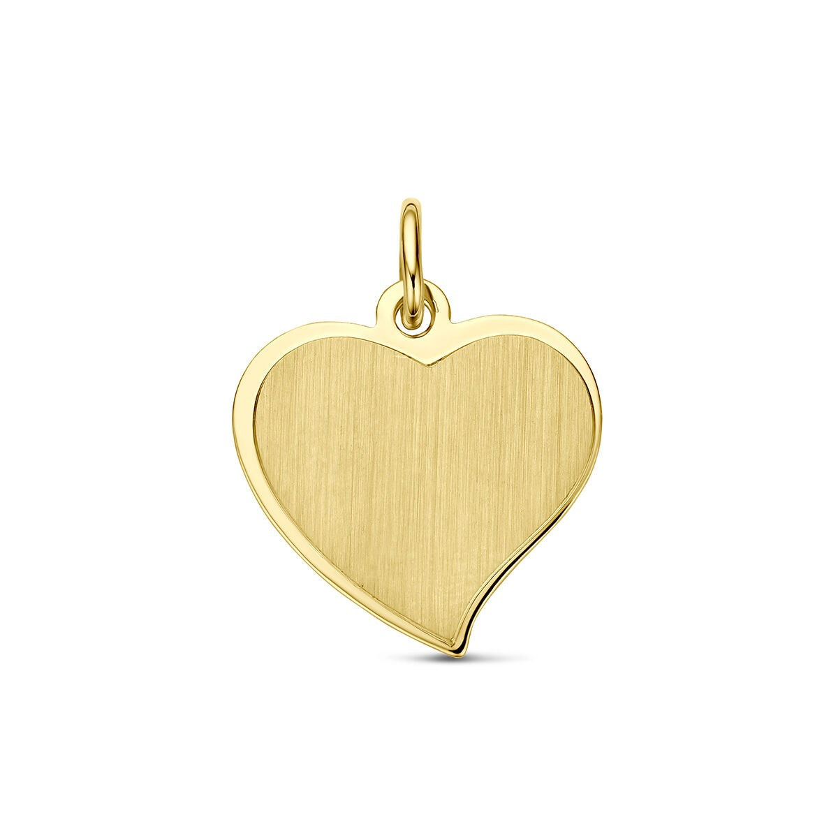 Colgante en forma de corazón de oro amarillo de 9 quilates, con acabado pulido y superficie lisa.