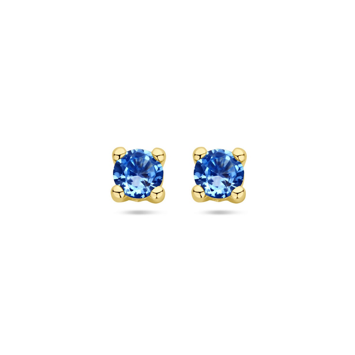 Pendientes de oro amarillo de 14k con aquamarina sintética.