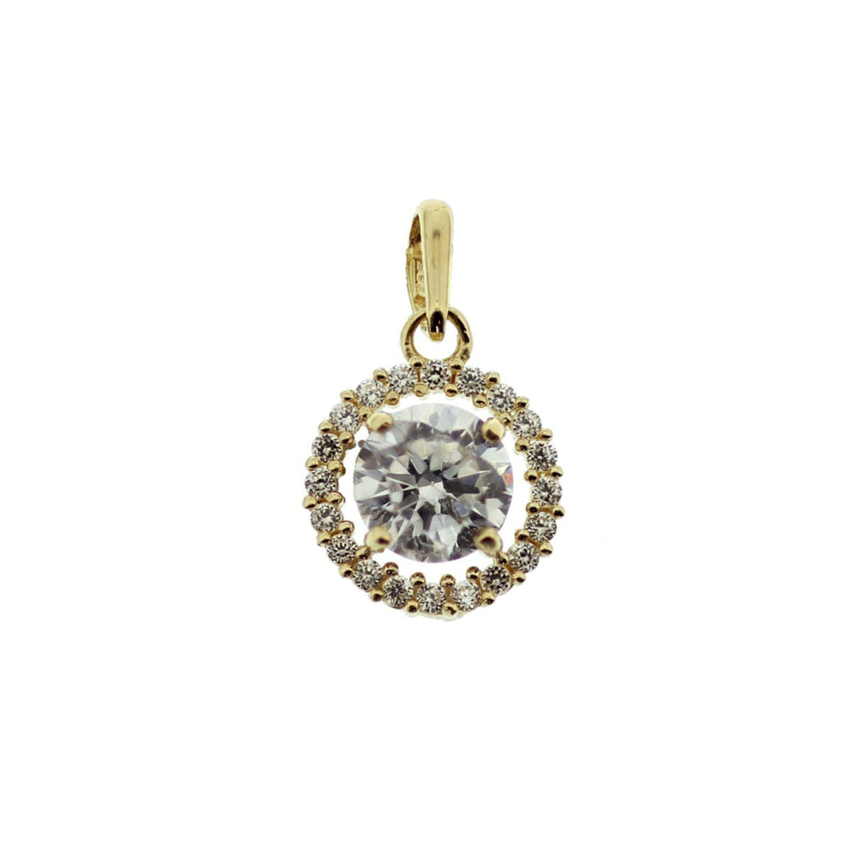 Colgante de oro amarillo de 9k con circonitas, diseño elegante en estilo de entourage.