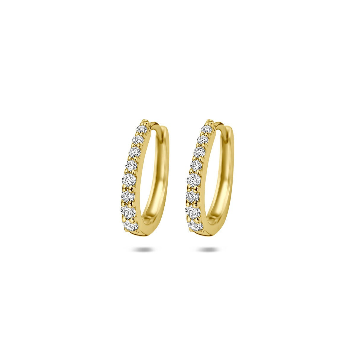 Pendientes de aro de oro amarillo de 14k con diamantes de cultivo lab.