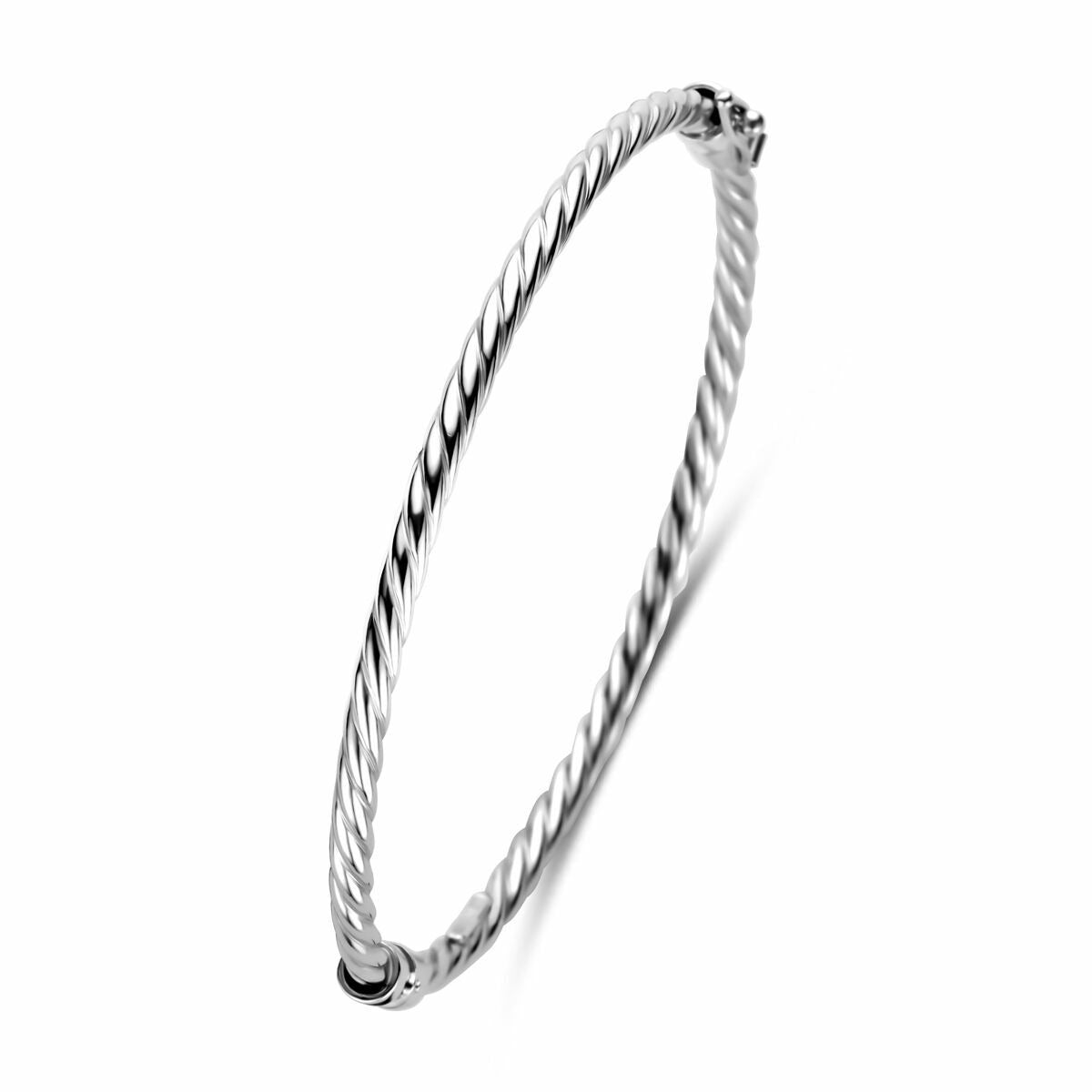 Pulsera bangle plateada retorcida y rodiada de 925.