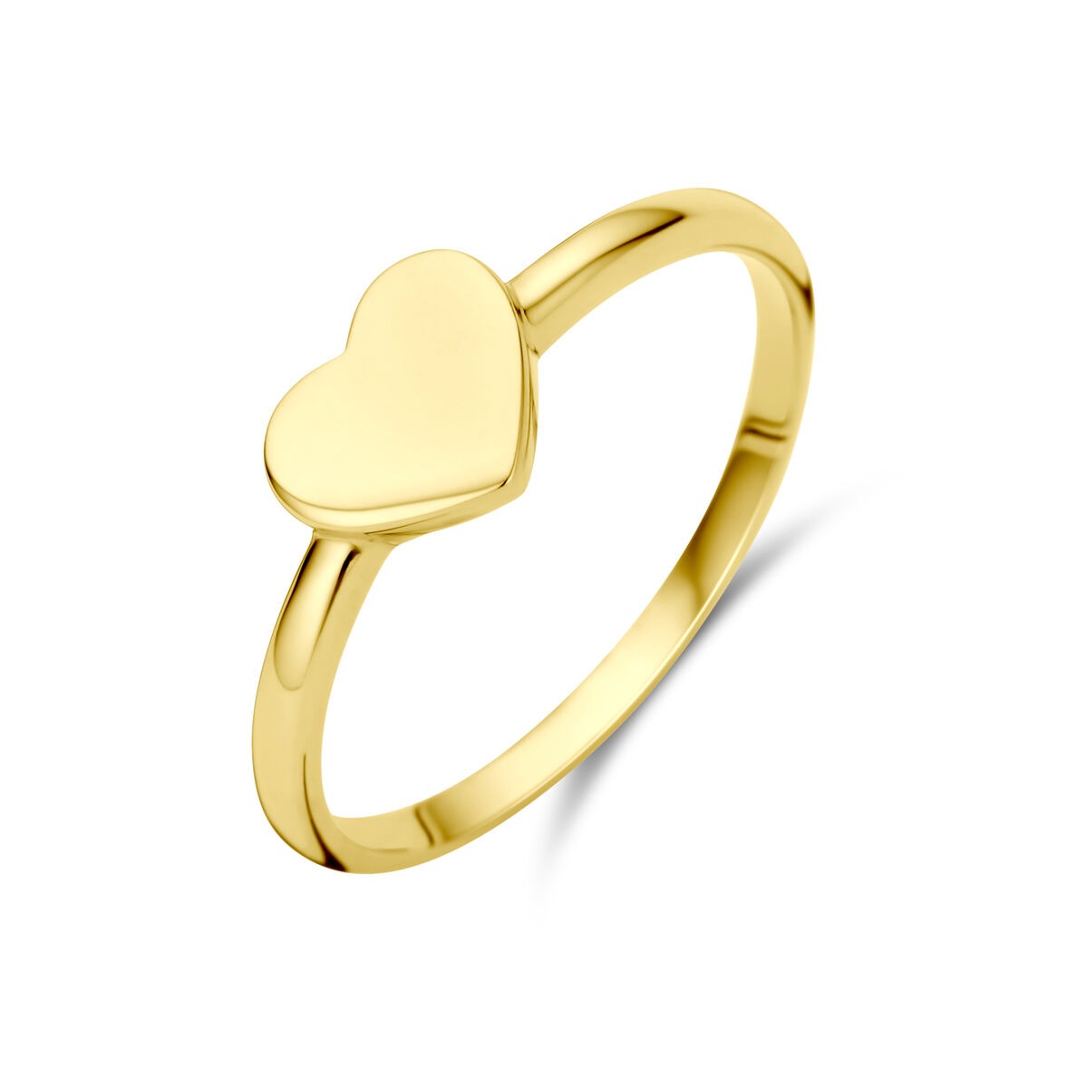 Anillo de oro amarillo de 9 quilates con forma de corazón.