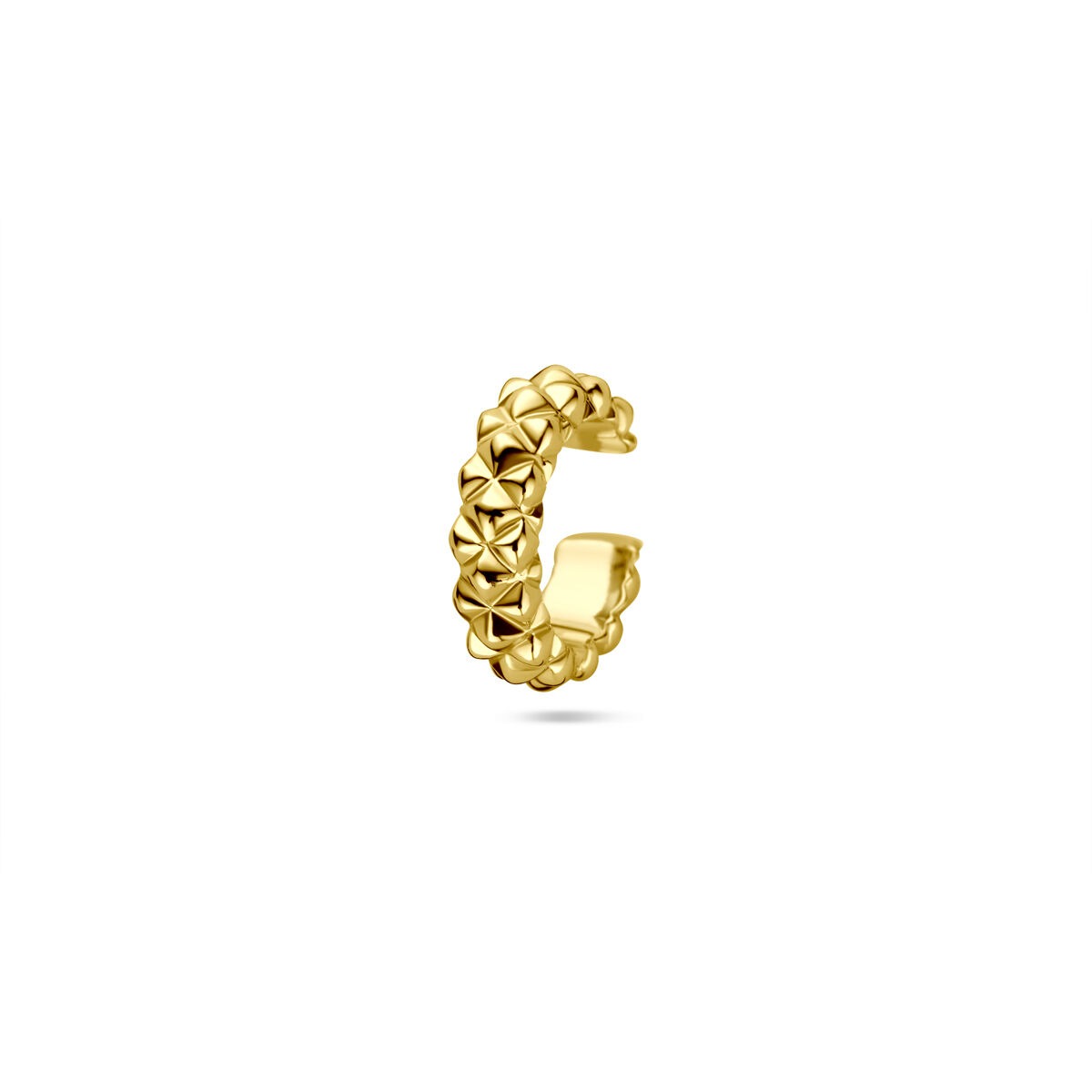 Ear cuff de plata 925 con baño de oro amarillo, diseño trenzado, dimensiones 13x3.5 mm.