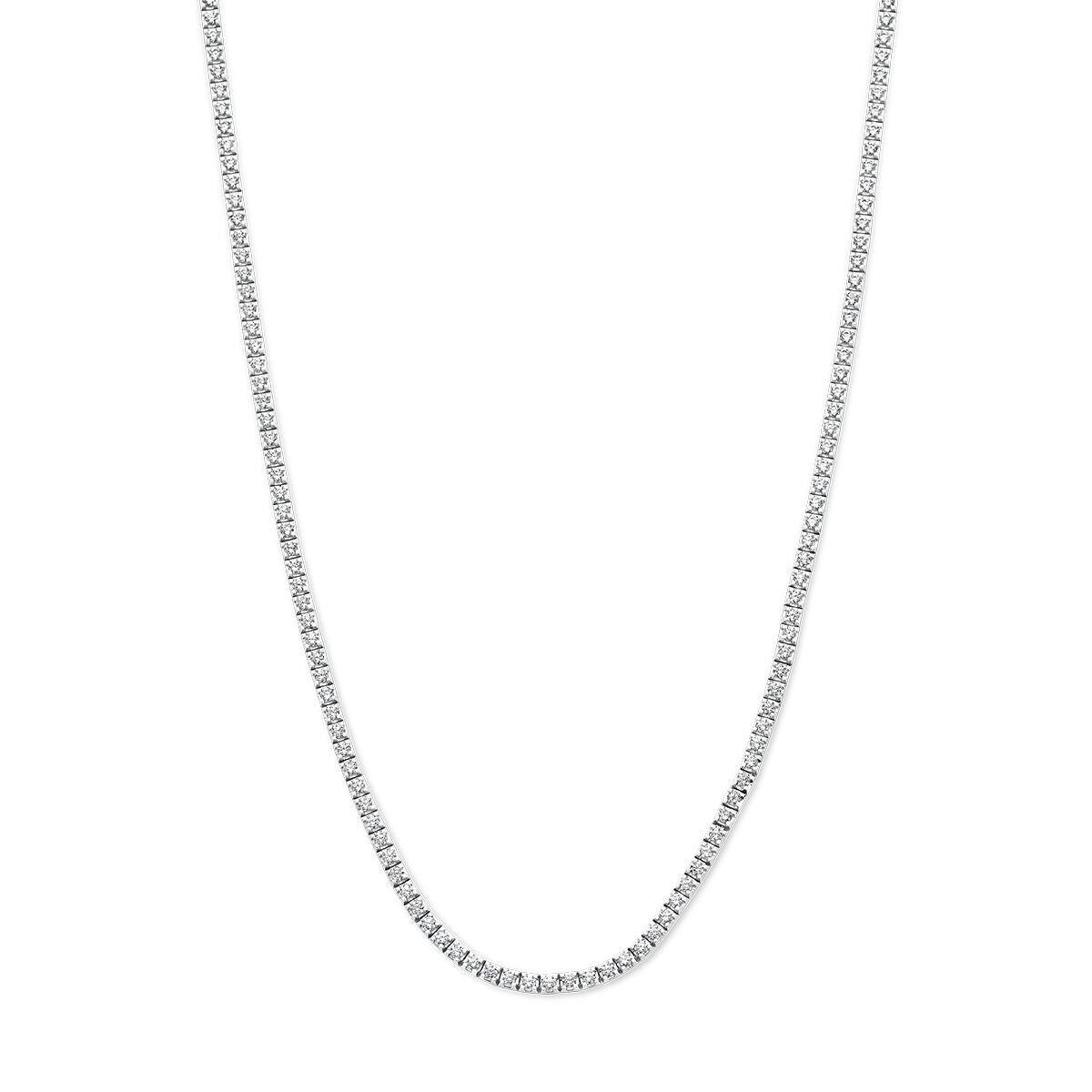 Collar de oro blanco de 14k con diamantes lab-grown de 3.00 ct, corte brillante.