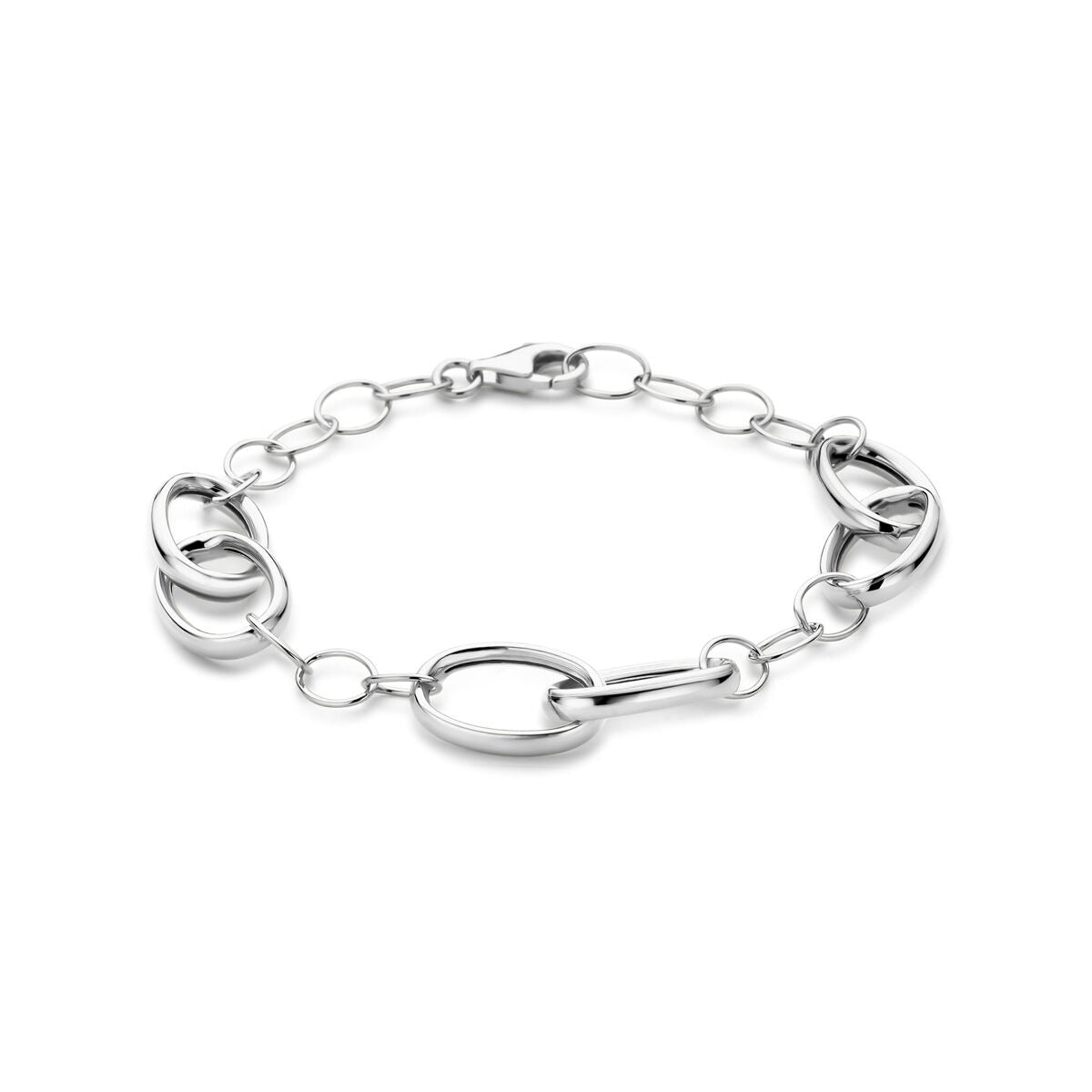 Pulsera de plata rodiada 925 con eslabones ancla anchos de 11 mm y longitud de 19 cm.