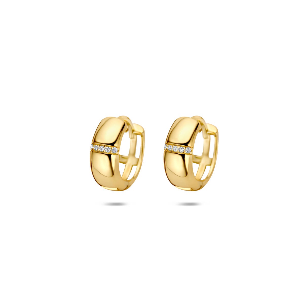 Pendientes de aro dorados con rhodium y circonitas.