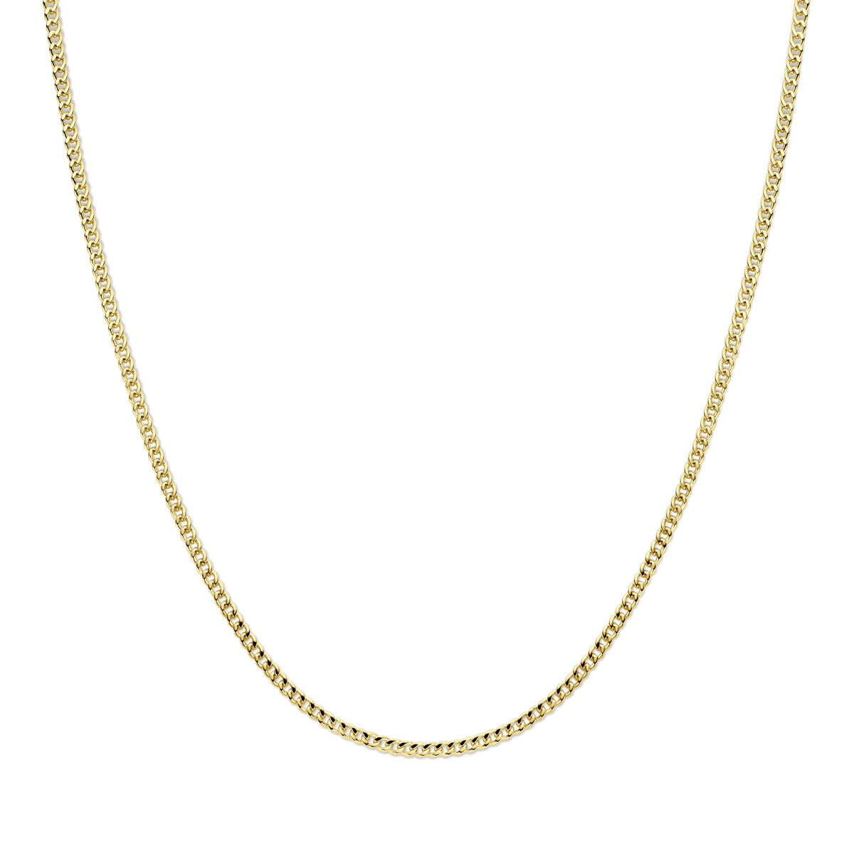 Collar de gourmette pulido en oro amarillo de 14k con núcleo plateado, 3.7 mm de ancho.