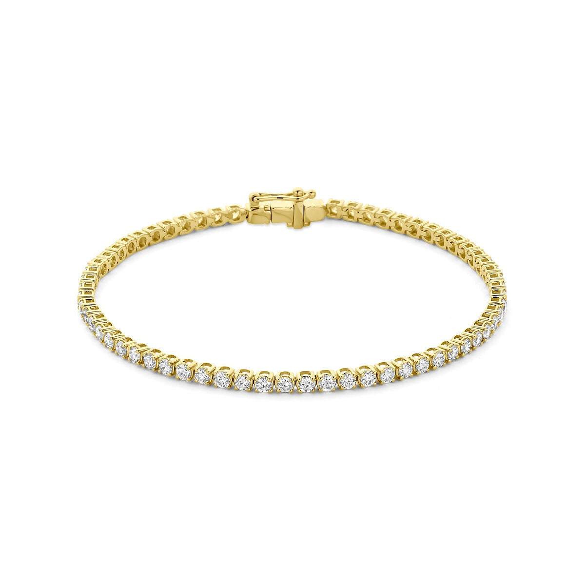 Pulsera de tenis de oro de 14 quilates con diamantes cultivados en laboratorio.
