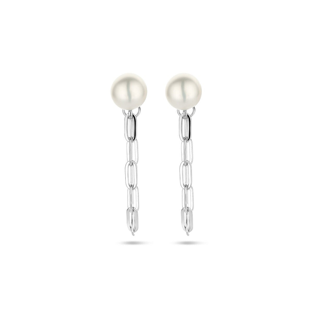 pendientes de botón perla 6,5 mm plata rodiada